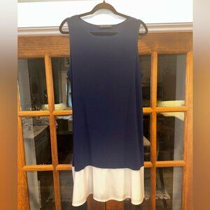 EUC Nik and Nash Size Large Navy and White‎ Colorblock Sleeveless Dress